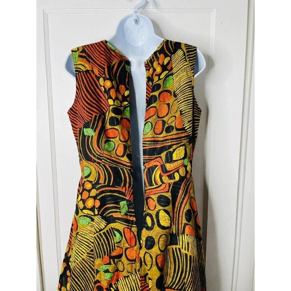 Ashro Dress Size 6 Wearable Art Metallic Mixed Pattern Woven Breathable Classic - Picture 4 of 9